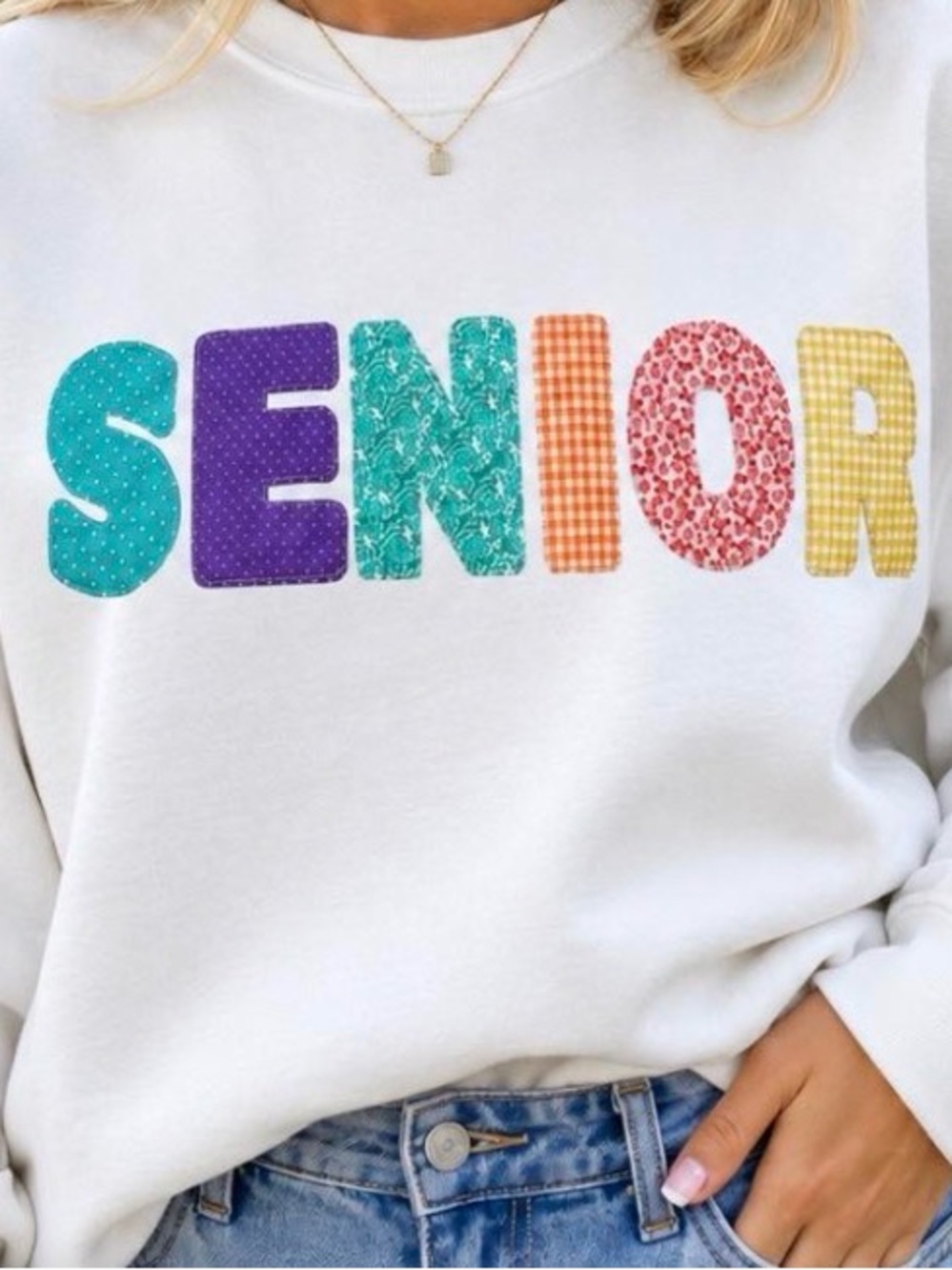 White SENIOR tshirt Multicolor Applique Custom Design yours All sizes available